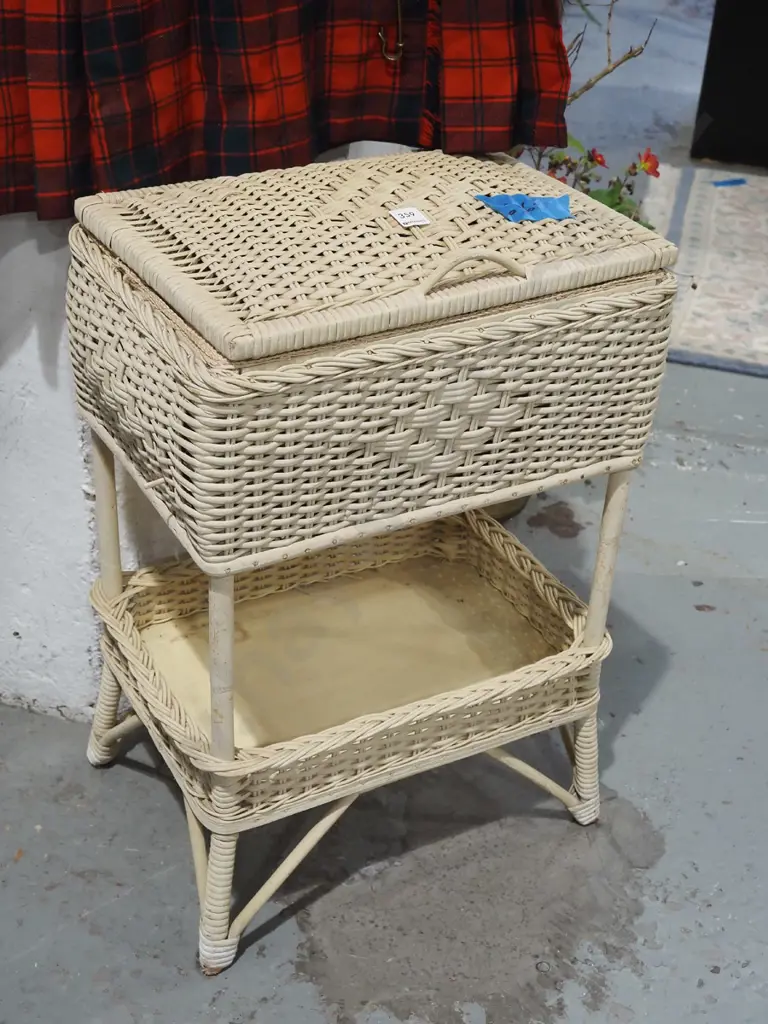 cane sewing box on stand Image 1++