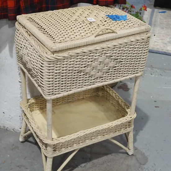 cane sewing box on stand