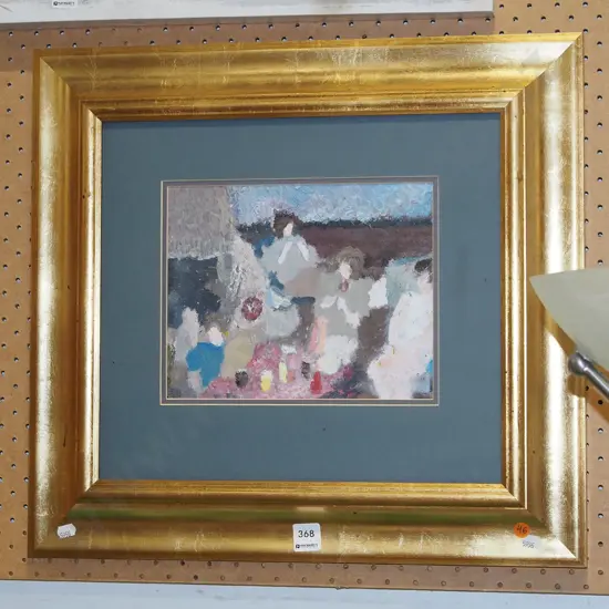 Justin Morshuis framed oil - picnic