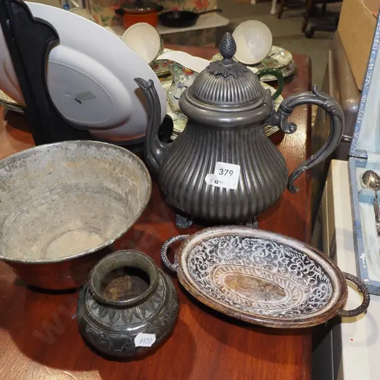 teapot, vase, 2x bowls