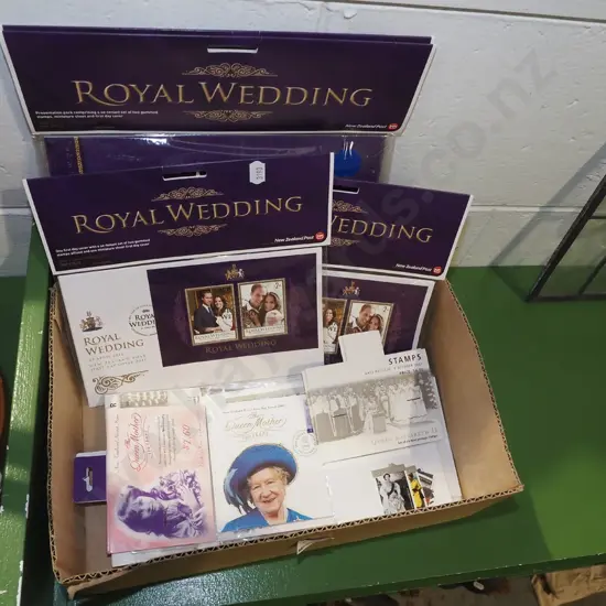box of English royalty stamps