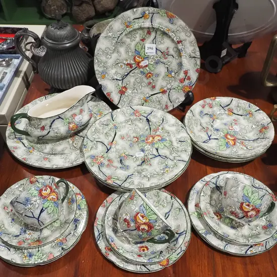 assorted Tunstall floral dinner items; plates, bowls etc