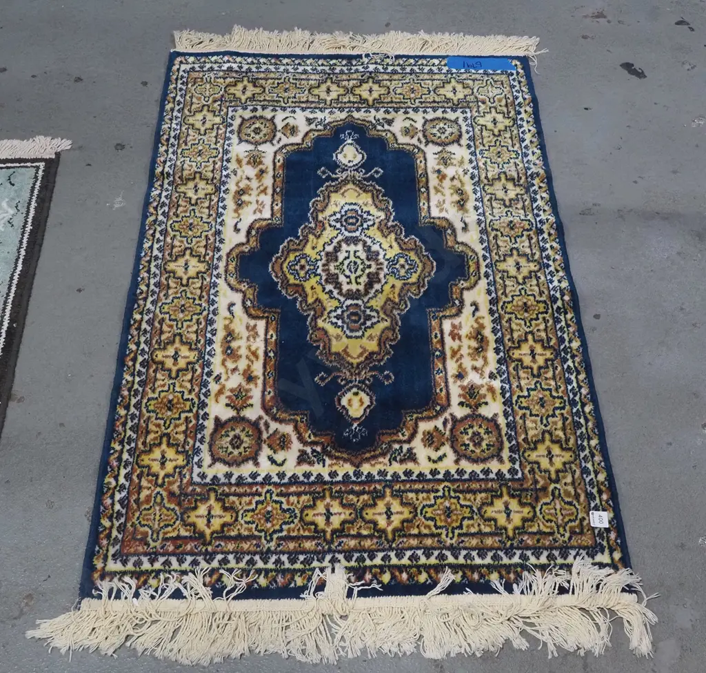 small acrylic tufted floor mat L1200 W750 - yellow, cream, blue Image 1++