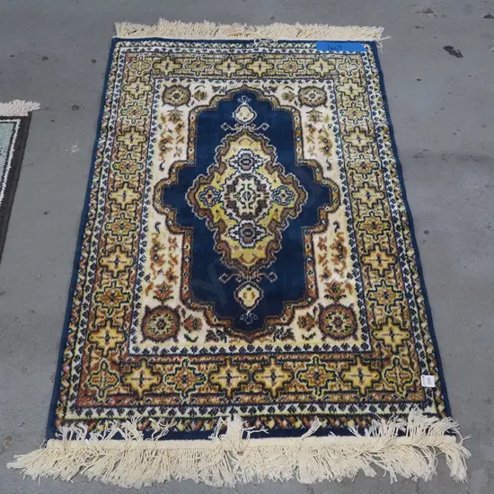 small acrylic tufted floor mat L1200 W750 - yellow, cream, blue