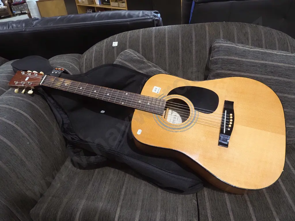 Ventura acoustic guitar with strap and soft case Image 1++