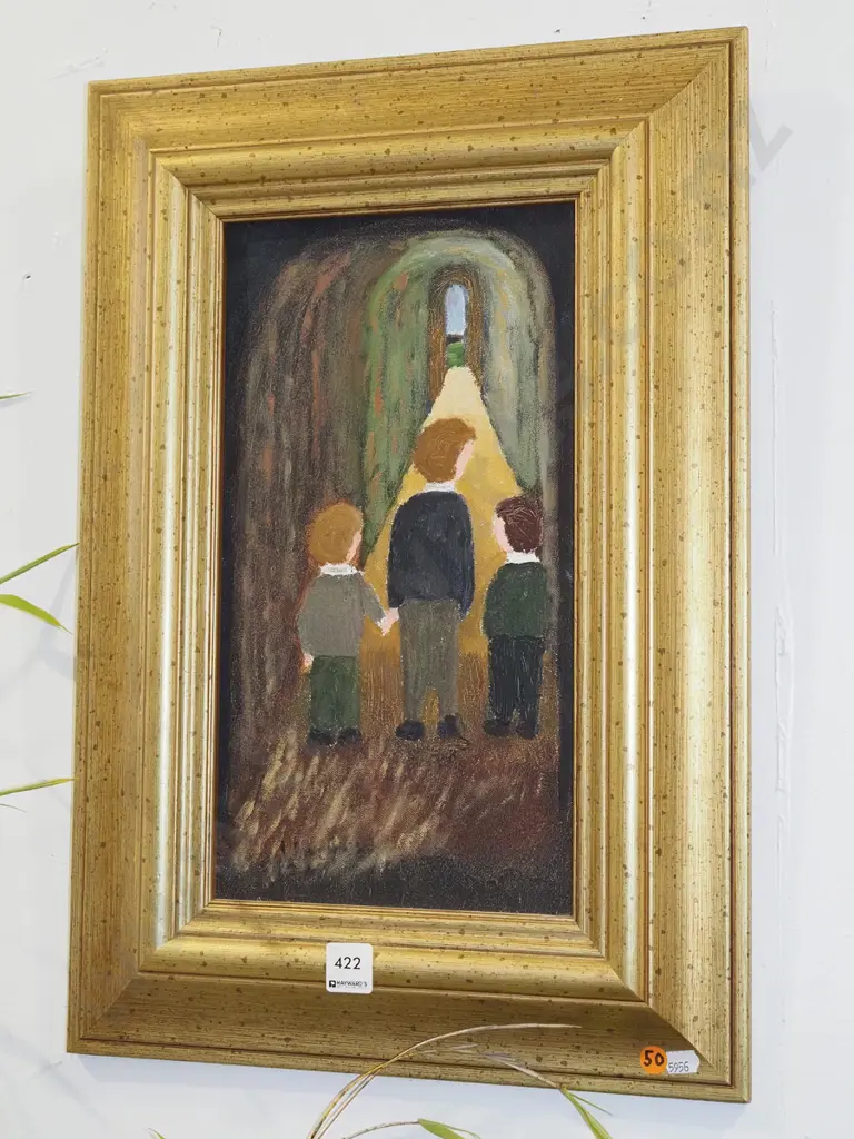 Justin Morshuis framed oil - 3 boys Image 1++