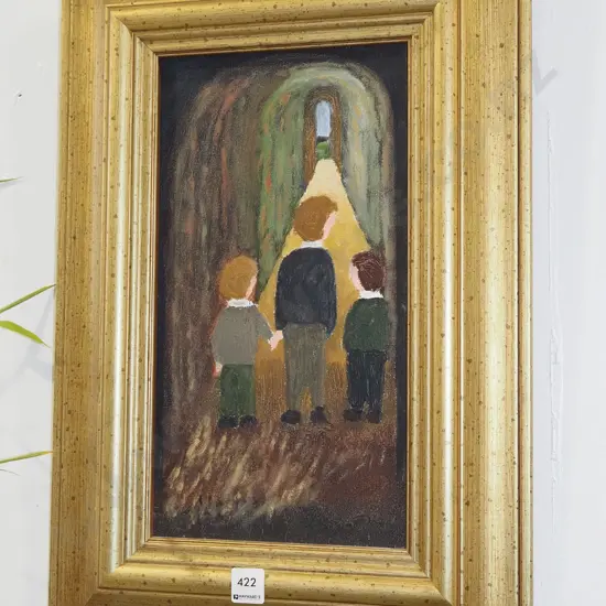 Justin Morshuis framed oil - 3 boys