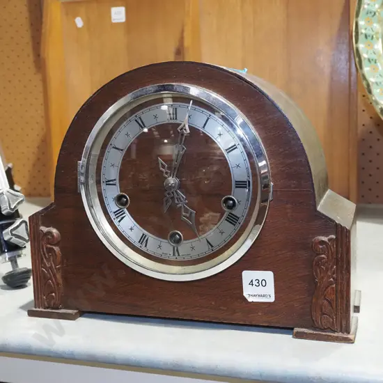 wood cased deco mantle clock - no key