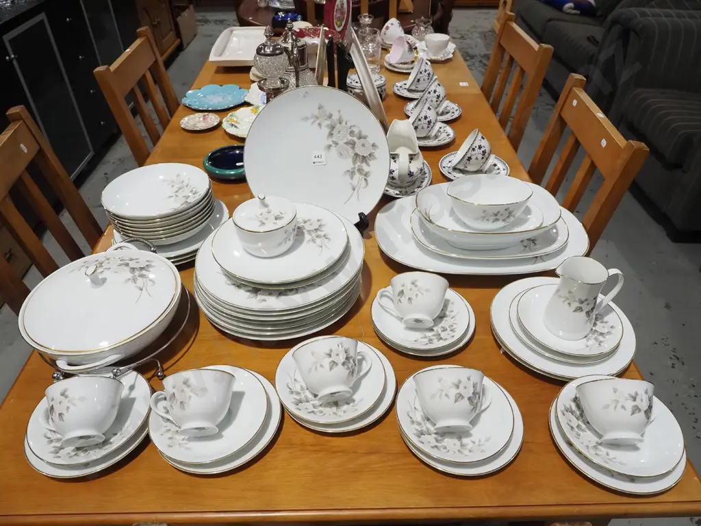 large assortment of Noritake Verdon dinner items; plates, ashets, vege etc Image 1++