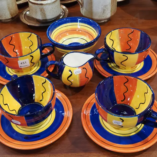 Petra ceramics cups, saucers, creamer, bowl