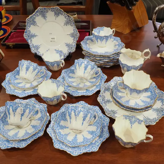 Paragon blue and white cups, saucers, plates etc