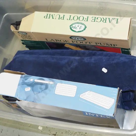 liddeds storage tub; airbeds, foot pump