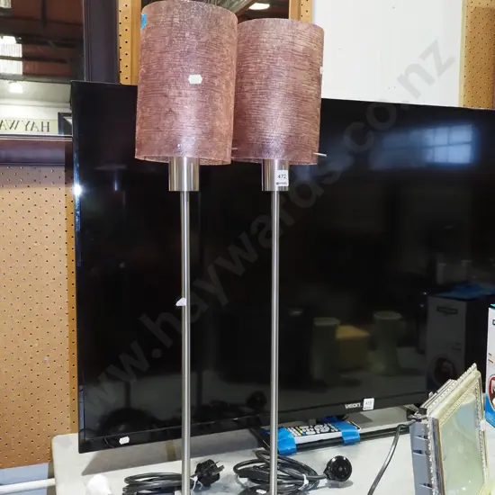 2x tall chrome based table lamps H760