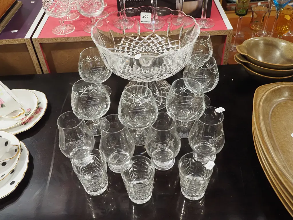 large crystal comport, cut crystal wine glasses, whisky tumblers Comport H185 Image 1++