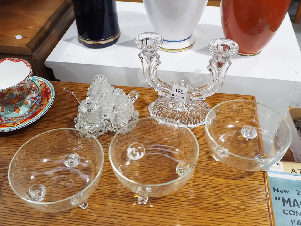 cut crystal candlesticks, footed bowls Image 1++