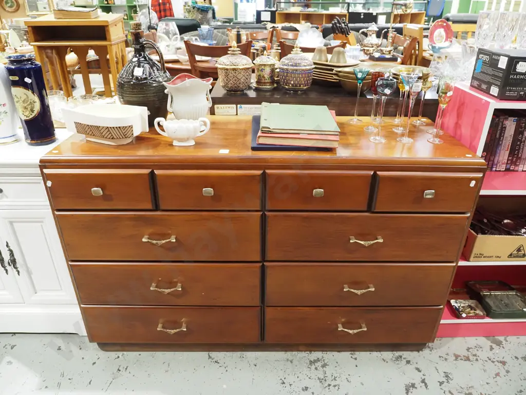 solid rimu mid century 10 drawer lowboy H770 W1230 D420 Image 1++