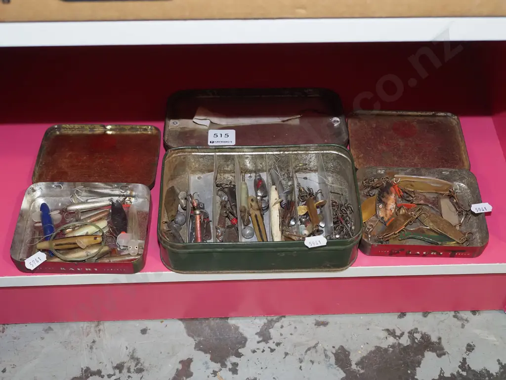 3x tins of various fishing lures Image 1++
