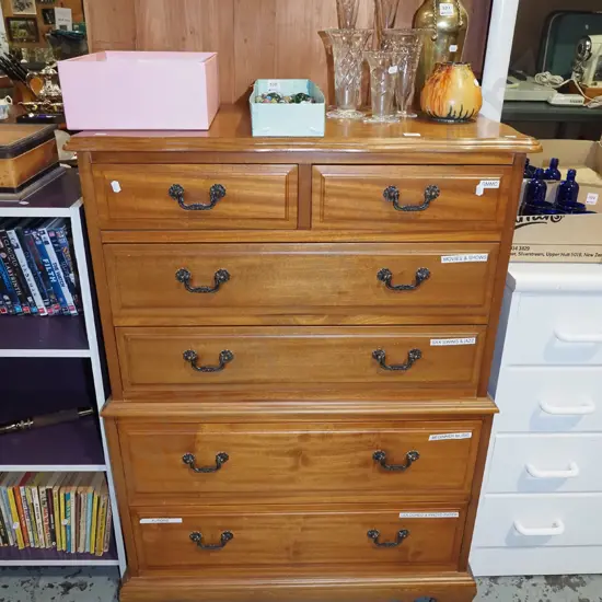 mahogany 6 drawer chest on chest H1050 W740 D420
