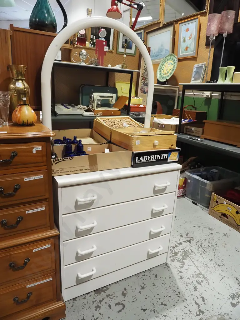 mdf melteca 1980s style 4 drawer mirror back dresser H1600 W800 D400 Image 1++