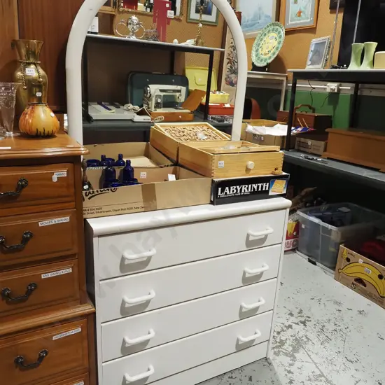 mdf melteca 1980s style 4 drawer mirror back dresser H1600 W800 D400