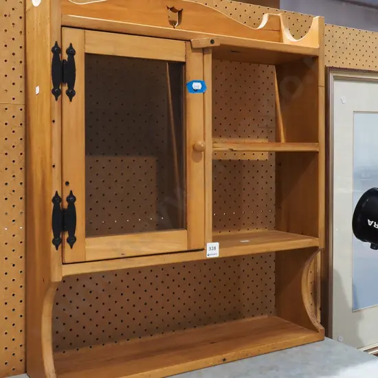 rimu wall shelves with light mesh door H670 W545