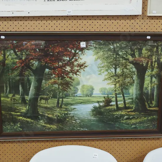 framed print - deer in woodland scene