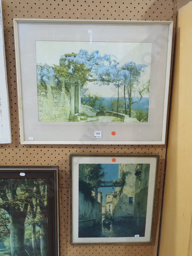 framed wisteria print, Venice print - red dots Image 1++