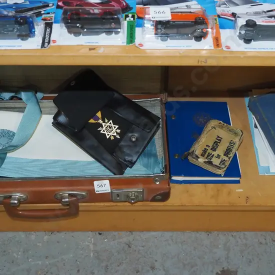 suitcase, lodge regalia, ephemera, books etc