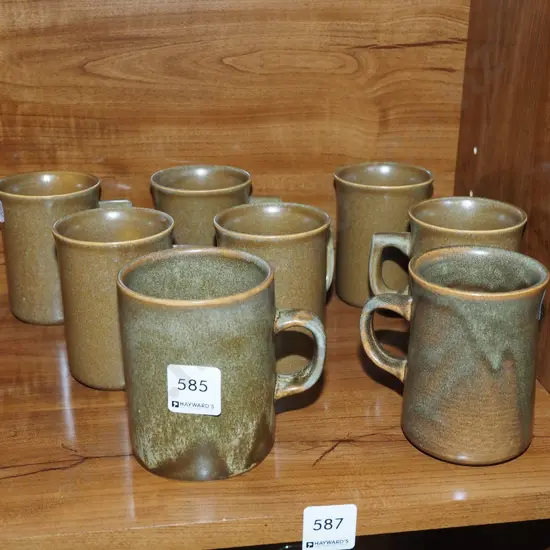 8x Temuka pottery coffee cans
