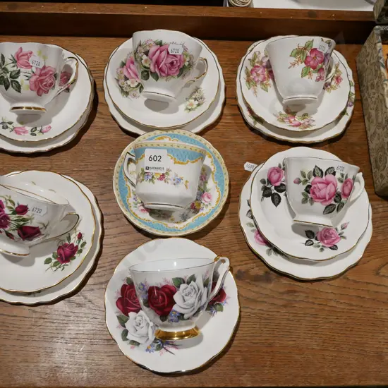 6x trios, Foley Windsor cup and saucer