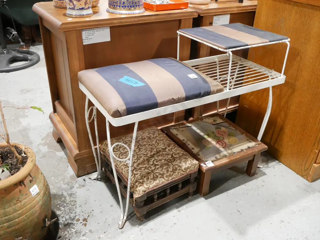 metal and upholstered mid century telephone table Image 1++