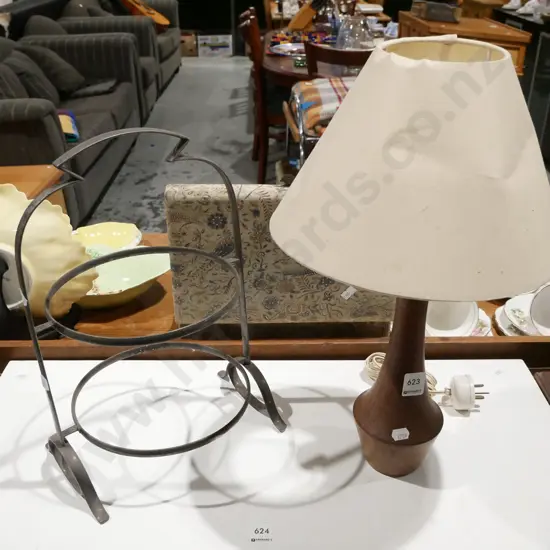 cake plate stand, turned wood based table lamp H450