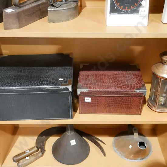 2x faux snakeskin boxes, tea candle lantern