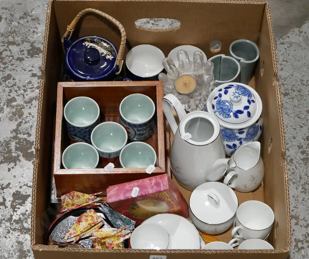 box; coasters, Asian cups, lidded canisters etc Image 1++