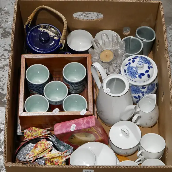 box; coasters, Asian cups, lidded canisters etc