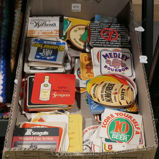 box of bar coasters