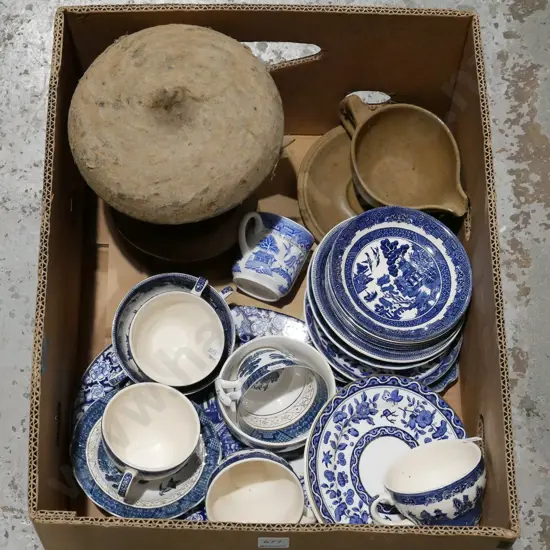 box; Temuka pottery gravy boat, garden candle lantern etc