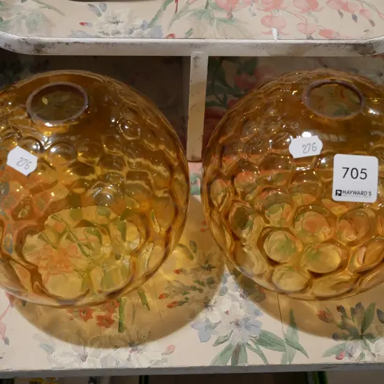 2x amber glass light shades