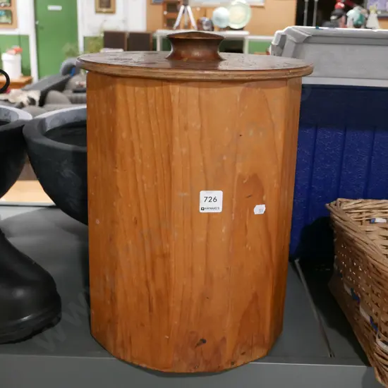 cylindrical wooden lidded canister H370