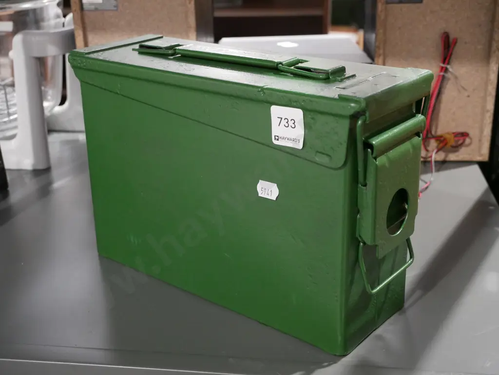 green painted ammunition tin Image 1++