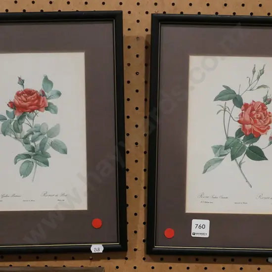 2x framed rose prints- red dots