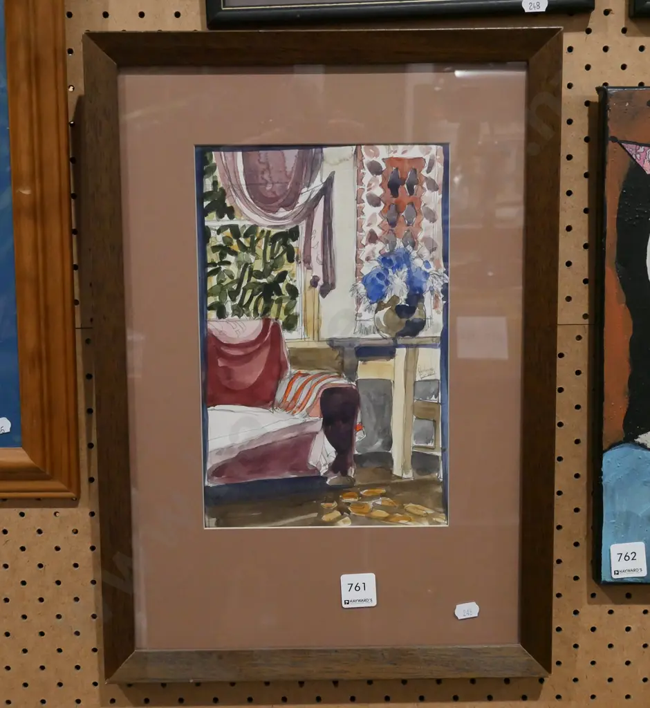 framed pencil and watercolour  - armchair Image 1++