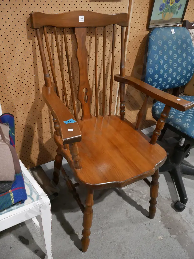 wooden splat back armchair Image 1++