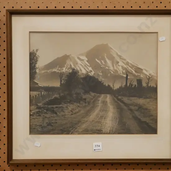 framed photo print - country road and mountain