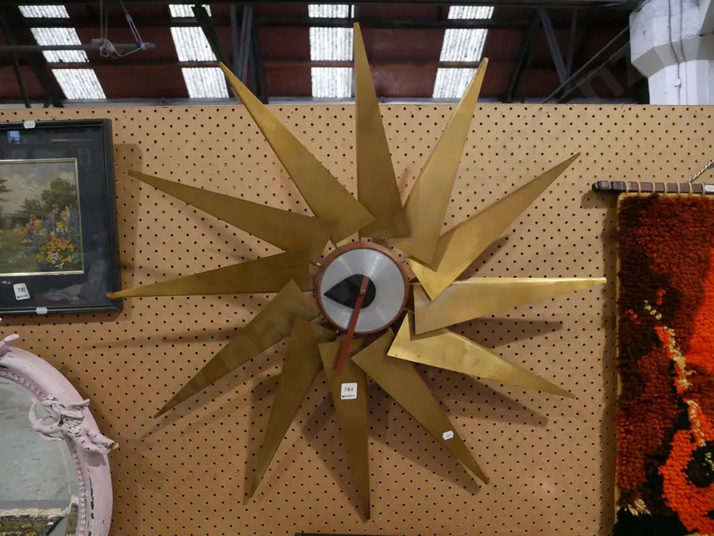 mid century sunburst wall clock Diam760 Image 1++