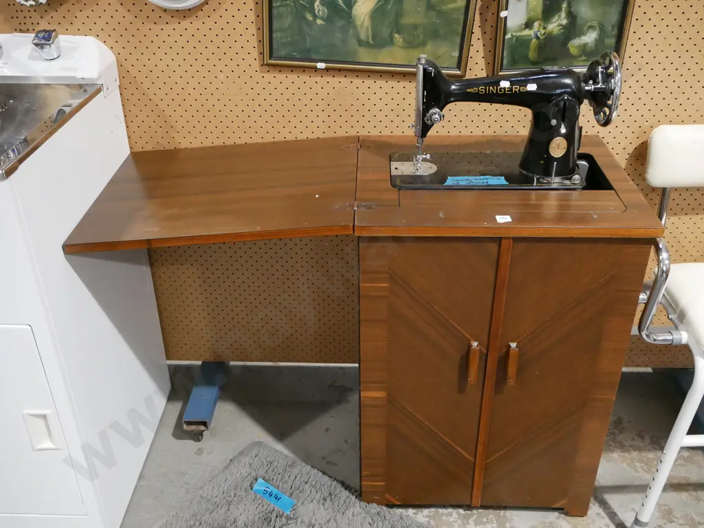 Singer treadle sewing machine in cabinet - machine not attached Image 1++