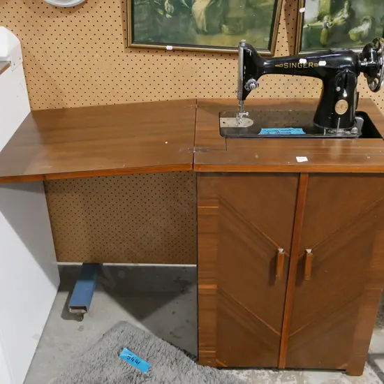Singer treadle sewing machine in cabinet - machine not attached