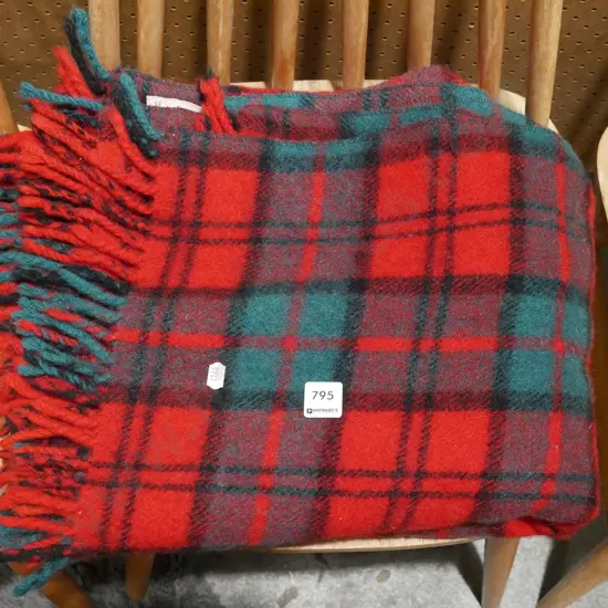 checked woollen travel rug