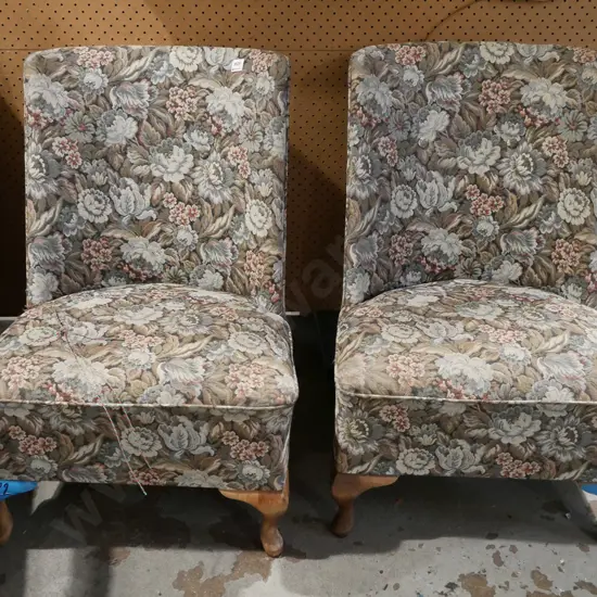 pair of matching floral bedroom chairs