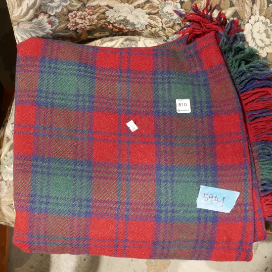 checked woollen travel rug